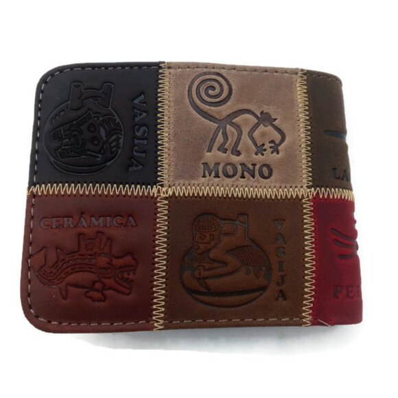 Handmade Men's Leather Wallet Nazca Lines Designs